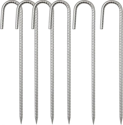Robuuste metalen tentpinnen van 30 cm, set van 6, gegalvaniseerd staal voor camping, tuin en evenementen