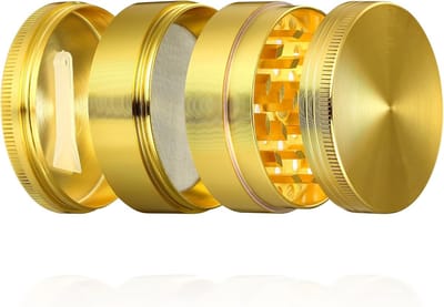 Pollen Grinder Crusher voor specerijen, kruiden, kruiden, koffie, 4-delige set met pollen schraper (goud)