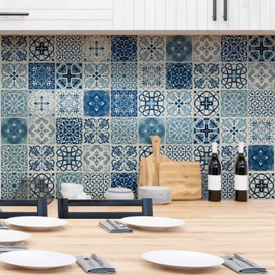 Zelfklevende tegelmuurstickers voor keuken en badkamer - 60 cementtegelstickers, Azulejos Gerardo - 60 stickers, 15x15cm