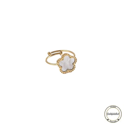Soraro Klaver Ring | Wit | Klemring| Klavertje vier | Dames Cadeau | Moederdag | Moederdag cadeau