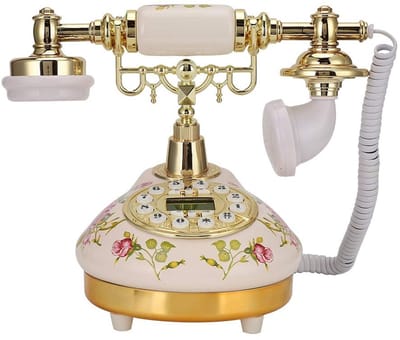 JHUBERS- Antieke Telefoon Roze Keramisch - Retro Telefoon met Snoer - Vaste Lijn Telefoon - Telefoonhouder - Decoratieve Telefoon - Ronde Basis 160 mm