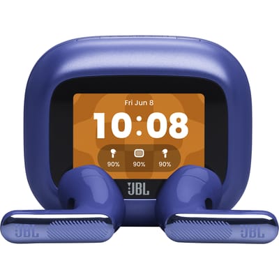 JBL Live Flex 4 – Draadloze Oortjes met Noise Cancelling – Smart Case met Touchscreen – Bluetooth Draadloos Oordopjes – 50 uur – Waterdicht – IP54 - Blauw