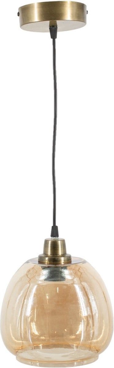 Hanglamp glas roest/goud
