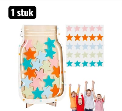 1 stuk - Zindelijkheidstraining - Decoratieve dienbladen - Houten Sterren Beloningspot voor Kinderen - Educatief Gedragssysteem met 25 Sterren， Motiverend voor Huiswerk， Klusjes en Positief Gedrag