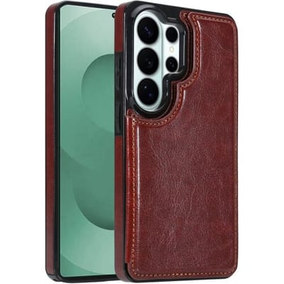 ShieldCase Wallet Case - Geschikt voor Samsung Galaxy S26 Ultra - Portemonnee hoesje - Bruin