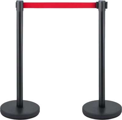 Luxe afzetkoord - 6 meter - Afzetpalen - Afzetlint - Wachtrij Stanchion Barrières - 6 delig - Rood lint