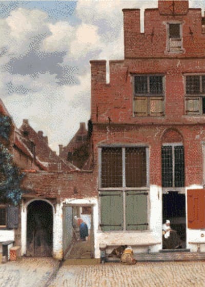 MyHobby Borduurpakket - Straatje van Vermeer 50x70 cm - Aida borduurstof 5,5 kruisjes/cm (14 count) - Telpatroon - Borduurgaren - Borduurnaald - Handleiding - Voor Beginners & Gevorderden - Complete borduurset