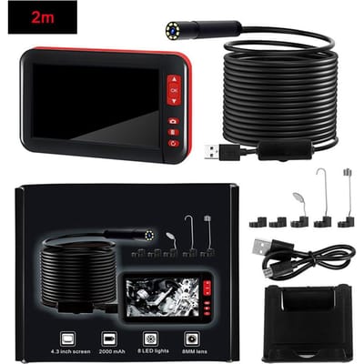4.3 pouces en 1080P HD Multilingue Étanche Caméra Endoscope d'Inspection Moniteur F200(2 mètres 2 Meters black