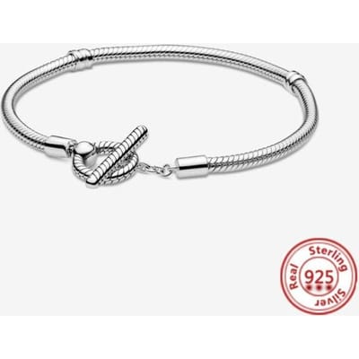 Klassieke serie 100% 925 sterling zilveren hartarmband past op originele kralen bedels doe-het-zelf dubbele laag liefdessieraden cadeau 17cm gray