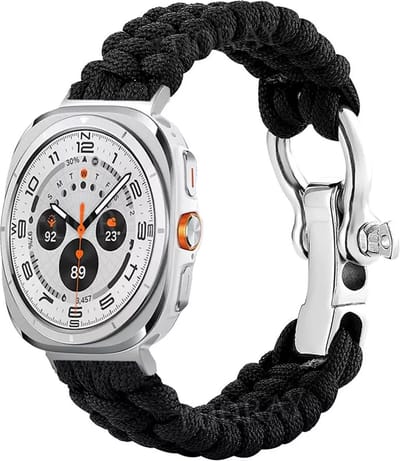 Strap-it Nylon 'rope' bandje - geschikt voor Samsung Galaxy Watch Ultra 2 (2026) / Ultra (2024/2025) - zwart