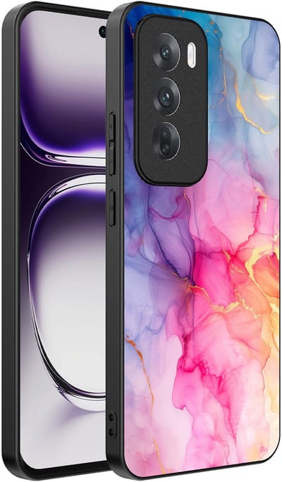 Smartphonica Telefoonhoesje Geschikt voor Oppo Reno 12 met marmeropdruk - TPU backcover case marble design - Regenboog geschikt voor Oppo Reno 12