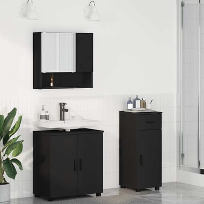 vidaXL - Badkamermeubel - Set - 3 - st - Zwart - 61 - x - 35 - x - 64 - cm