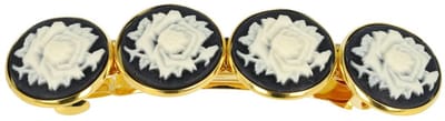 Haarsoires Haarspeld Patentspeld 8cm - Cirkel - Roos Bloem Patroon - Goud Zwart Wit - Haarspelden voor Dames - Haarklem - Haarclip - Haaraccessoires - Hair Clip - Decoratieve Haaraccessoire