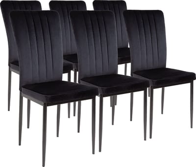 Albatros Modena Eetkamerstoelen met Fluwelen hoes, Set van 6, Zwart - Stijlvol Vintage Design, Fluwelen hoes, SGS-goedgekeurde gestoffeerde stoel - Moderne Keukenstoel, Eetkamerstoel of Eettafelstoel