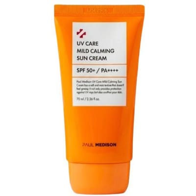 Set Crème Solaire PAUL MEDISON UV Care 70 ml x 3 Types  (Crème Solaire Éclaircissante / Crème Solaire Apaisante Douceur / Crème Solaire Aqua) Mild Calming 2 white