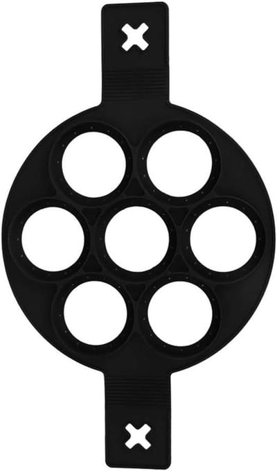 Pannenkoekvorm Silicone - Omelet Ring - Ontbijt Maken - Met Handvatten - 7 Gaten - Zwart