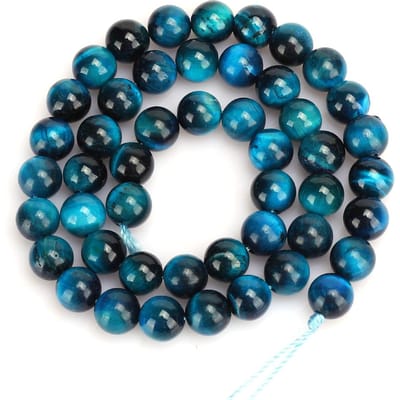 Natuursteen Blauwe Tijgeroog Ronde Kralen DIY Sieraden Armband Maken Accessoire 8mm 48stuks Kralen