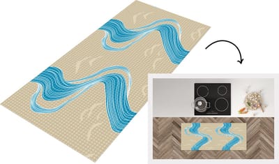 Keukenloper - Loper keuken - Patroon - Berg - Rivier - 120x50 cm - Keukenloper vinyl