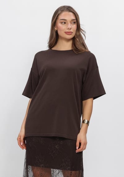 MSCH Copenhagen Mschterine Tee Tops & T-shirts Dames - Shirt - Bruin - Maat S/M