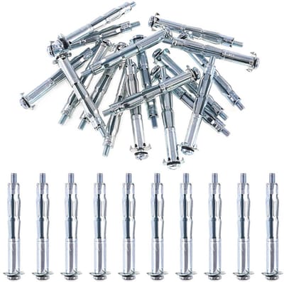 30 Stuks 5x65MM Zware Galvaniseerde Stalen Molly Bouten en Holle Wandankers voor Gipsplaat, Pleister en Tegels
