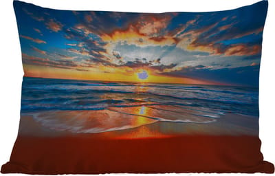 Buitenkussens - Zee - Zonsondergang - Strand - Wolken - Oranje - 60x40 cm - Weerbestendig