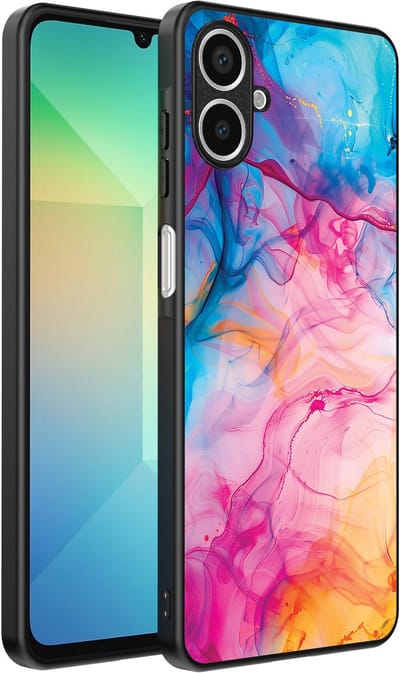 Smartphonica Telefoonhoesje Geschikt voor Samsung Galaxy A06 met Regenboog Acryl Marmer Opdruk - TPU Backcover Case Rainbow Acrylic Marble Design geschikt voor Samsung Galaxy A06
