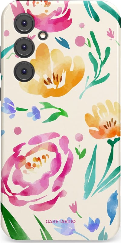 Casetastic hoesje geschikt voor Samsung Galaxy A35 - Dubbellaagse bescherming - Aquarel serenade - Fashion Case - Wit Mintgroen Crème Lichtroze