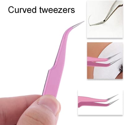 Pincetten voor wimpers, 2 stuks, rechte en gebogen punten, perfect voor wimperextensions en accessoires