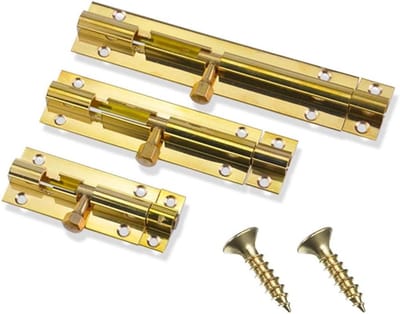 Set van 2 Messing Deursloten met Schroeven voor Badkamer en Toilet - 4 Inch Veiligheidssloten