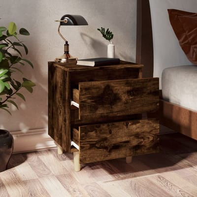 vidaXL - Nachtkastje - met - houten - poten - 40x35x50 - cm - gerookt - eikenkleurig