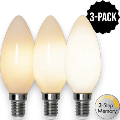 3-Pack | 3 standen - Kaarslamp - E14 - 4W - Extra Warm Wit - 2700K - Opaal