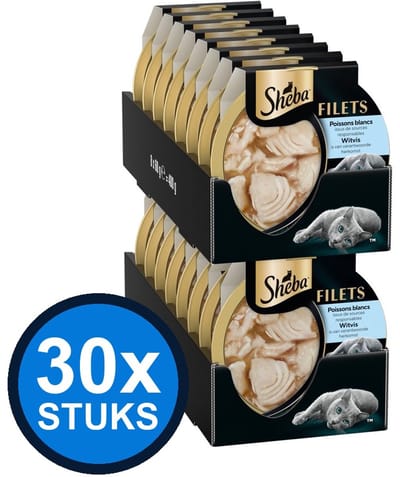30x Sheba - Filets Witvis - Kattenvoer Natvoer - 60g