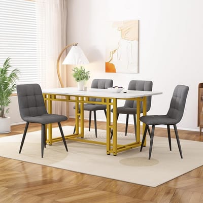 Eetkamerset met 4 Stoelen en Tafel (120x70 cm) - Moderne Stijl