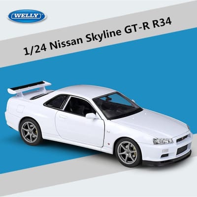 Eh bien 1:24 Nissan Skyline Gtr R34 Modèle de Voiture de Sport en Alliage Simulation Moulé sous Pression Métal Jouet Modèle de Voiture de Course Collection Cadeau pour Enfants
