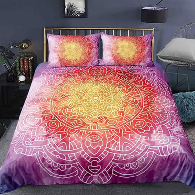 Boheemse 2/3-delige Boho Mandala Beddengoedset Twin Queen King Size Dekbed Dekbedovertrek en Kussensloop Zacht Beddengoed 200x200cm 3pcs