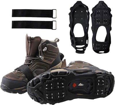 Spikes - Antislip Spikes - Ijsschoenen - Stijgijzers - Antislip Spikes Voor Schoenen Met Bandjes - Stretch Schoeisel Voor Winterwandelen, Hiken En Vissen - S(L*W: 26*11cm)
