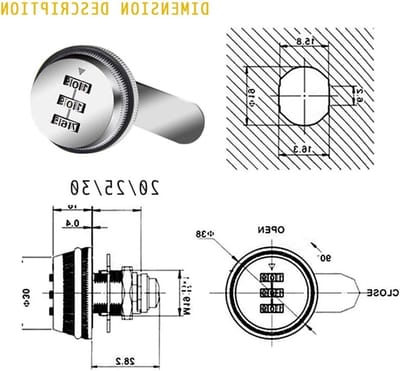 3 Digit Code Combinatielock, 20mm Wachtwoord Beveiligingsslot van Zinklegering voor Kluis, Kledingkast en Meubel, Zwart