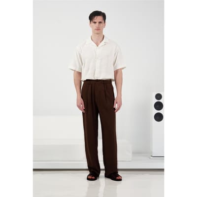 Hoge Taille Wijde Pantalon met Plissee