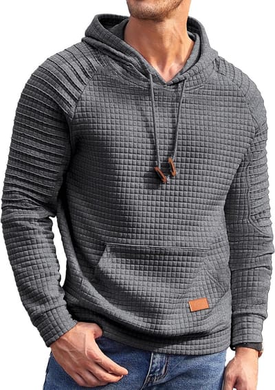 Heren Hoodie Trui met Wafelpatroon en Kangoeroezak