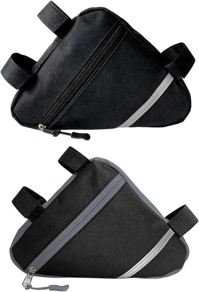 Klein Fiets Driehoek Tas Set van 2 Stuks, Waterdicht Nylon met Reflecterende Decoratie voor Voorbuis en Frame, Perfect voor Fietsaccessoires