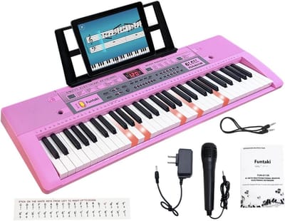 Elektrisch keyboard met 61 verlichte toetsen voor beginners en kinderen