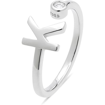 Luxenter 925 Sterling zilveren ring met gerhodineerde briljant zirkonia - Alfabet
