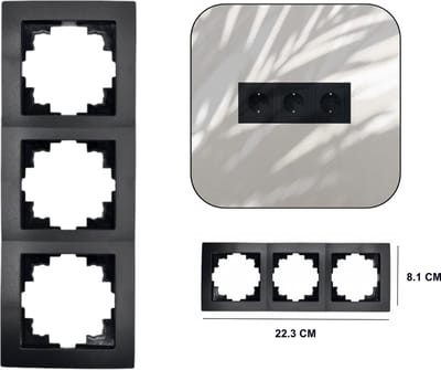 PD® - Afdekplaat 3-voudig - WCD - Afdekraam Wandcontactdoos - Zwart - Afdekframe wandcontactdoos - 223*81*10mm