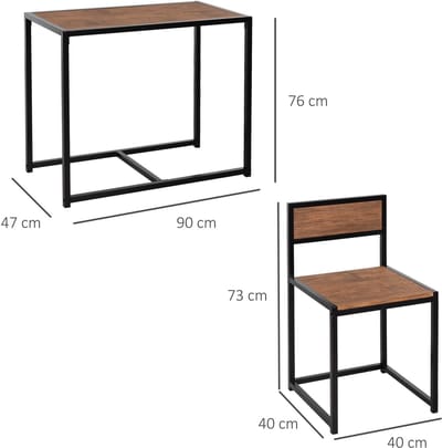 FloraGrace Eetkamerset Met Tafel En 2 Stoelen – Industrieel Design Voor Kleine Ruimtes – MDF En Stalen Frame – Naturel
