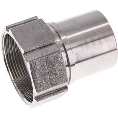50 mm & G2'' RVS 1.4401 Slangpilaar Wartelmoer Vlakke PTFE Afdichting en Veiligheidskraag EN 14420-5 (DIN 2817)