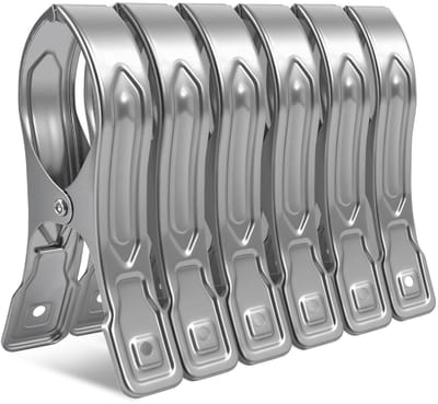 Wasknijpers, Roestvrij Stalen Clips, 12cm Lange Strandhanddoekenklemmen voor Wasgoed, Strandhanddoek, Badhanddoek, Beddengoed, Tapijt en Dikke Kleding