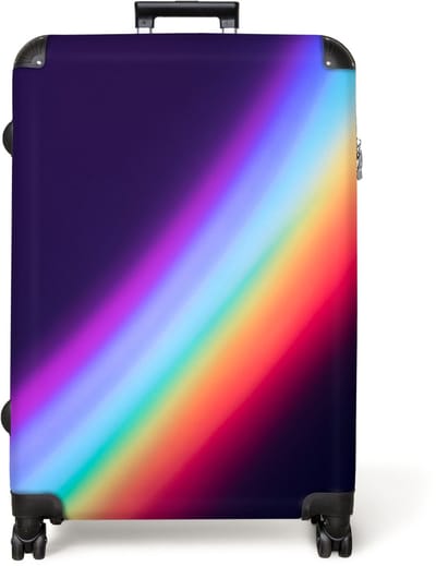 NoBoringSuitcases.com® - Koffer groot - Reiskoffer lichtgewicht - Regenboog - Abstract - Paars - Meisjes - Kind - Rolkoffer met 4 wielen - Grote trolley XL - 98 liter bagage