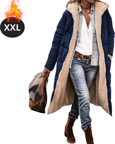 Livano Winterjas - Parka Dames Winterjas - Winter - Volwassen - Stijlvol - Lange Jas Dames - Mantel Vrouwen - Marineblauw - XXL
