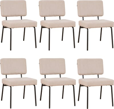 Bronx71® Scandinavische eetkamerstoel Espen beige gerecyclede stof - Eetkamerstoelen set van 6 - stoel