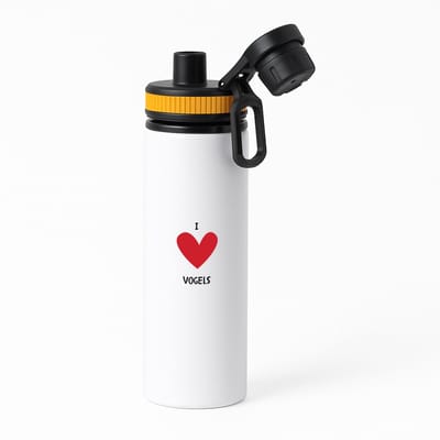 Hacebo® - Ik hou van vogels waterfles met draaidop oranje - Vogels - Vogel liefhebbers - Vogelspotters - dieren liefhebbers - hartje - water fles - 850ML